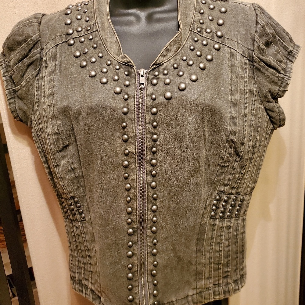 Guess y2k studded denim jacket vest size large